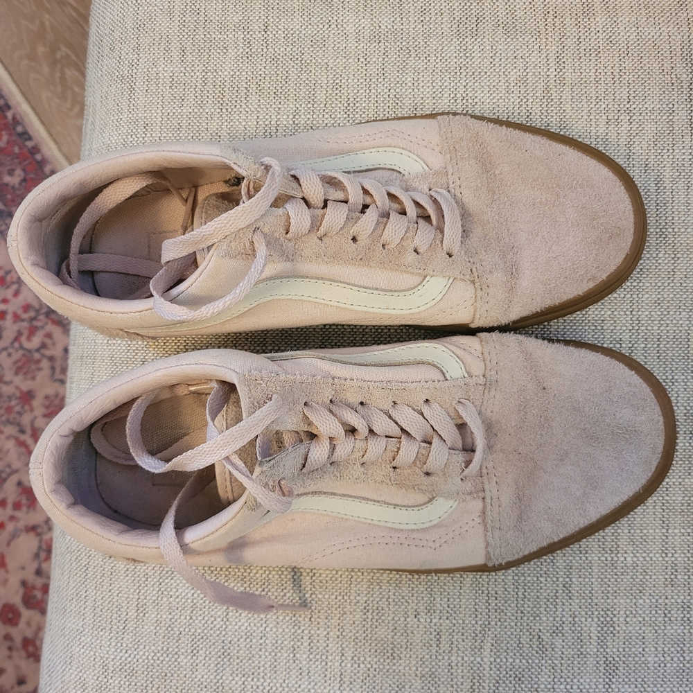 Vans Pale Pink and Brown Suede Sneakers